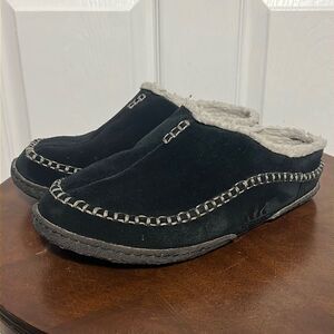 🔥🔥 Men’s SOREL FALCON RIDGE II BLACK SUEDE SHERPA LINED SLIPPERS - Sz 10 - EUC